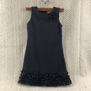 Girls Sz 4 Black Dress Rose Formal Sleeveless Hem Ruffle Audrey Hepburn Costume